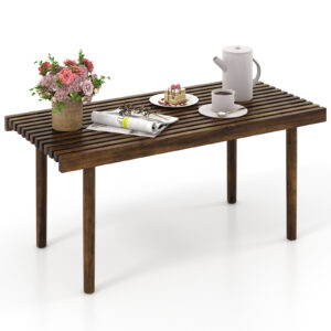 Rubber Wood Coffee Table with Slatted Tabletop