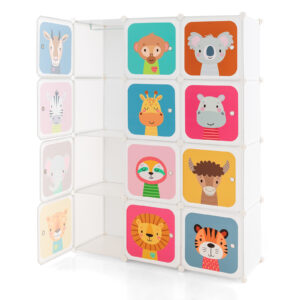 8-Cube/12Cube Portable Kids Wardrobe with Hanging Section-12 Cube