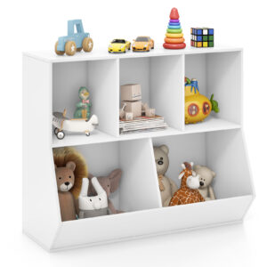 5-Cube Kids Toy Storage Organizer with Anti-Tipping Kits-White