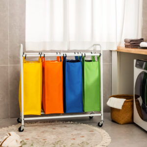 136L Large Capacity 4-Section Laundry Sorter with 4-Color Removable Laundry Baskets