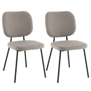 Modern Fabric Dining Chair Set of 2 with Linen Fabric-Grey