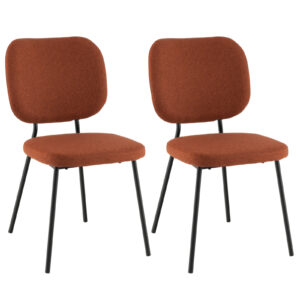 Modern Fabric Dining Chair Set of 2 with Linen Fabric-Orange