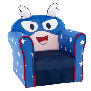 Kids Armchair with Soft Cushion and Cute Pattern-Blue