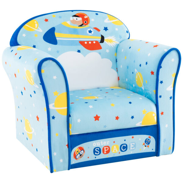 Kids Armchair with Soft Cushion and Cute Pattern-Navy