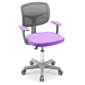 Kids Height-Adjustable Swivel Computer Desk Chair with Lumbar Support-Light Purple