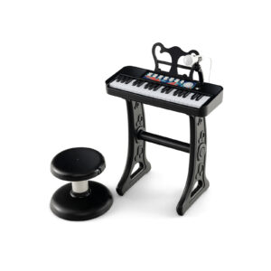 37-Key Kids Piano Keyboard Electronic Instrument with Microphone-Black