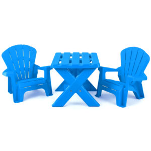 Kids Plastic Table with 2 Adirondack Chairs Set-Blue