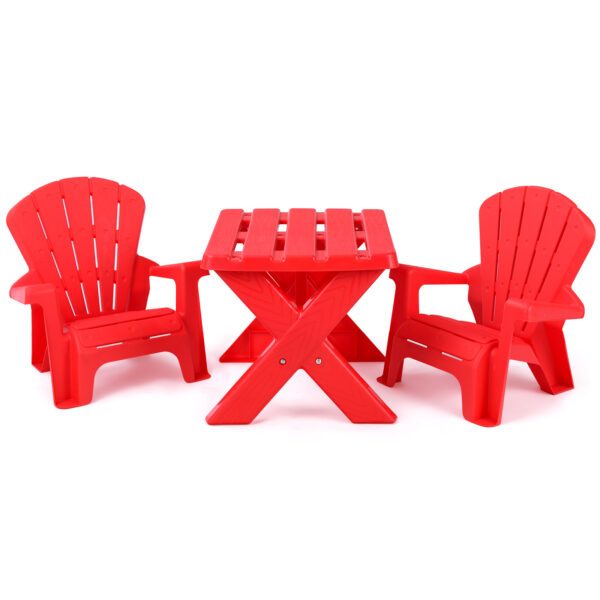 Kids Plastic Table with 2 Adirondack Chairs Set-Red