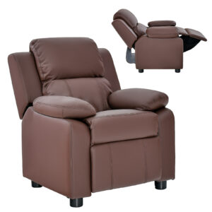 Kids Recliner Chair with Adjustable Backrest and Footrest-Coffee