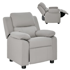 Kids Recliner Chair with Adjustable Backrest and Footrest-Light Grey