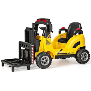 12V Kids Ride-on Forklift with Detachable Lift Pallet-Yellow