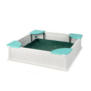 Kids Sandbox with Cover Bottom Liner and 4 Corner Seats-White