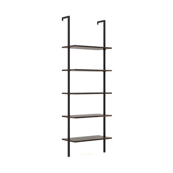 5-Tier Ladder Shelf with Steel Frame for Living Room Bedroom Office-Coffee