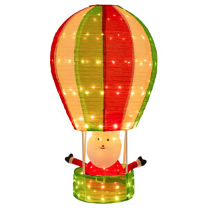 Lighted Santa in Hot Air Balloon with LED Lights and Pop-up Design