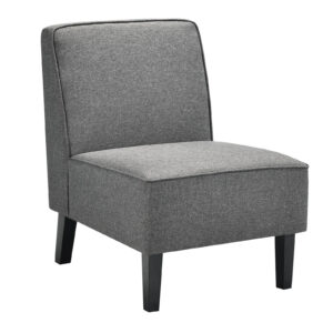 Linen Fabric Upholstered Armless Accent Chair with Rubber Wood Legs-Grey