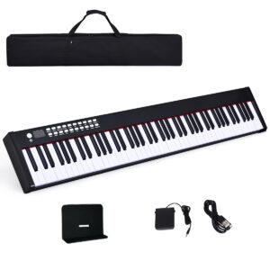 Portable Electronic Keyboard with Full-Size Weighted Keys-Black