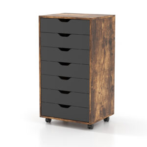 Mobile File Cabinet on Wheels with 7 Drawers-Brown