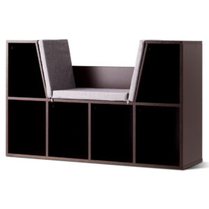 Modern Storage Organizer Cabinet with Seat Cushion-Dark Brown