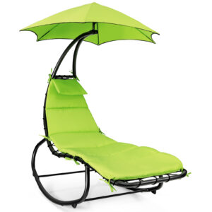 Outdoor Rocking Hammock Lounger Chair with Waterproof Canopy-Green