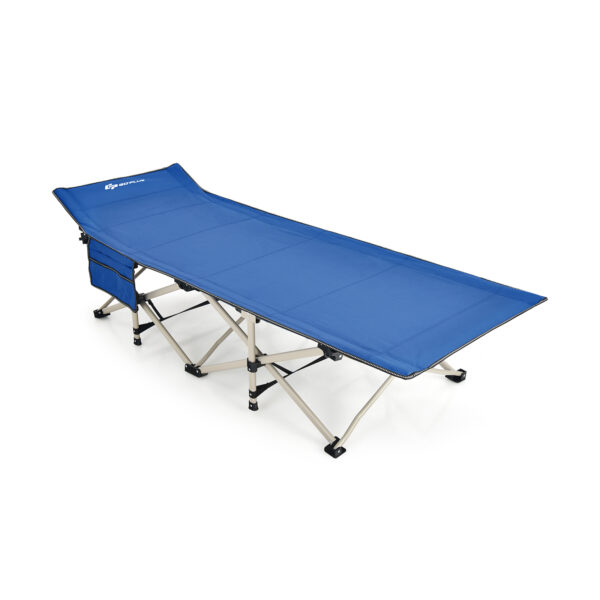 Portable Oversized Folding Camping Bed with Carry Bag fireplace for Travel-Blue