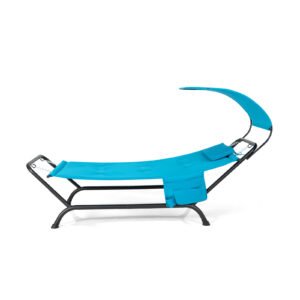 Outdoor Hammock with Stand Cushion and Canopy for Garden Lawn-Blue