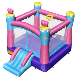 Princess Theme Bounce House with Slide and Basketball Rim (without Blower)