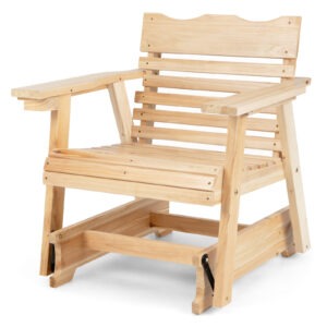 Wood Rocking Chair with High Back and Widened Armrests-Natural