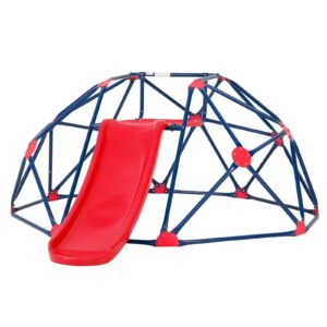 Geometric Dome Climber and Play Set with Slide for Outdoor-Red