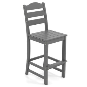 Outdoor HDPE Bar Stool with Backrest and Footrest-Grey