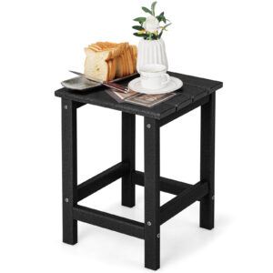 Patio Square HDPE Side Table for Balcony Backyard Lawn-Black