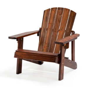 Wooden Kids Adirondack Chair with High Backrest and Armrest-Coffee
