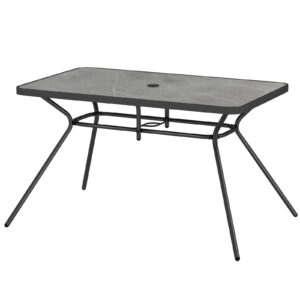 Heavy-Duty Metal Structure and Marble-Like Tabletop for Indoor Outdoor-Grey