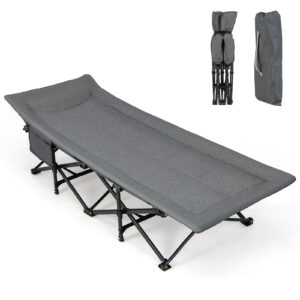 Sleeping Cot Bed with Carry Bag-Grey