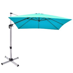 3m Cantilever Garden Parasol with Tilted Design and 360° Rotation-Turquoise