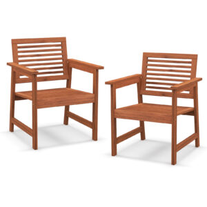 Outdoor Solid Wood Dining Chair Set of 2