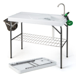 108CM Portable Camping Sink Table with Grid Rack