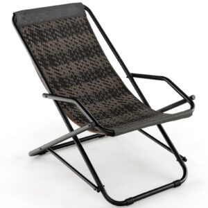 Outdoor Sling Chair with Armrests-Grey