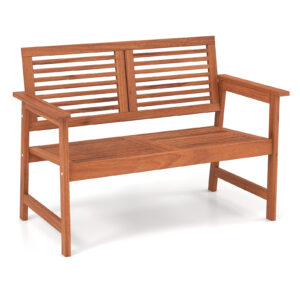 Outdoor Solid Wood Bench with Comfortable Backrest
