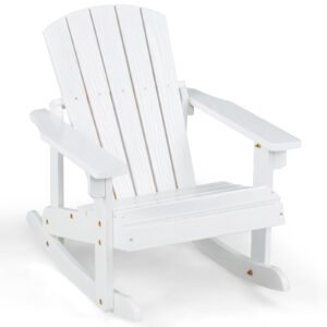 Patio Adirondack Rocking Chair with High Backrest-White
