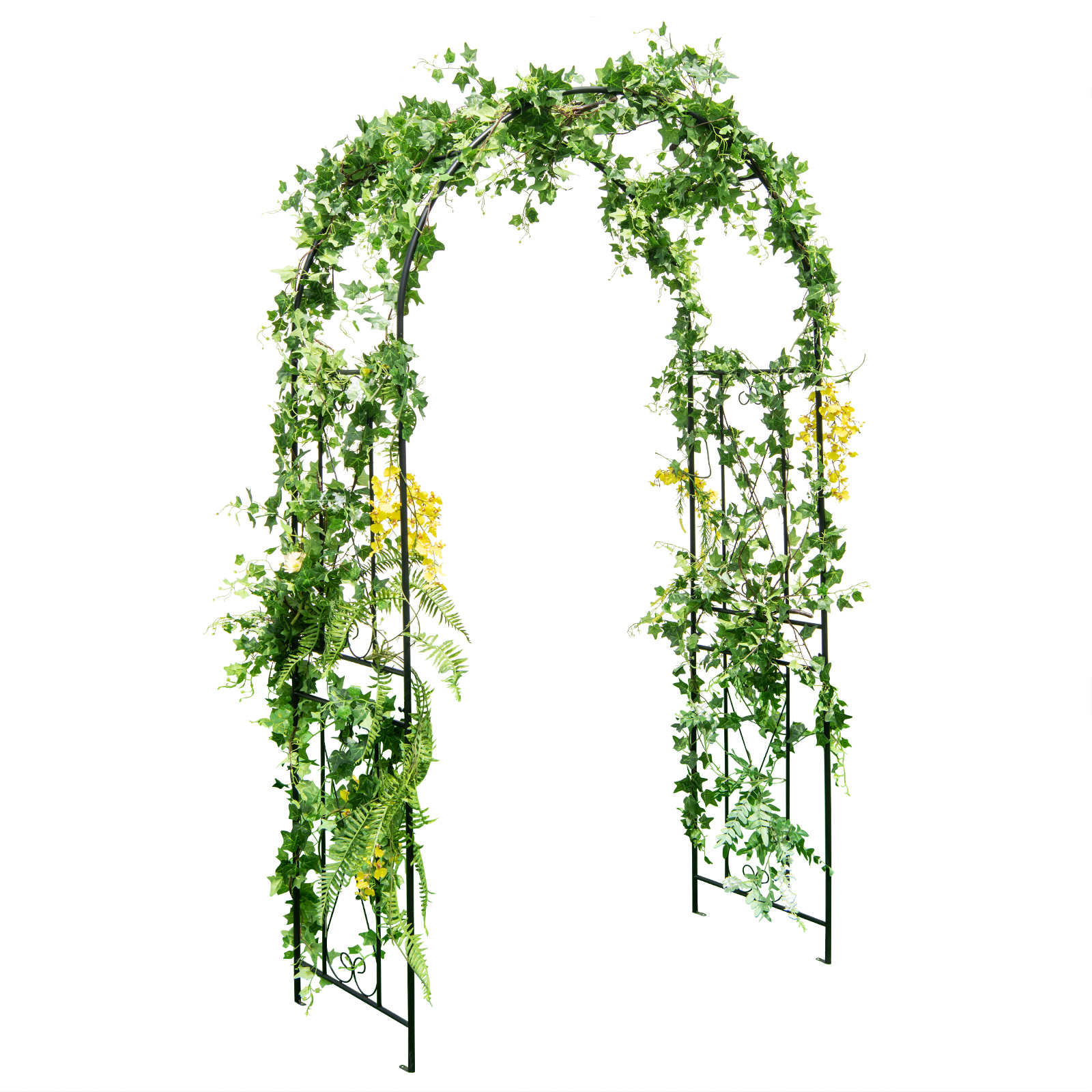 Patio Plant Stand Rack Archway with Metal Heavy-Duty for Climbing Plants-Black