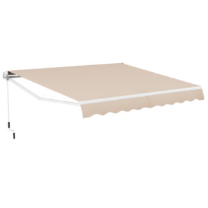 3.6 x 3 m Patio Retractable Awning with Manual Crank Handle-Beige