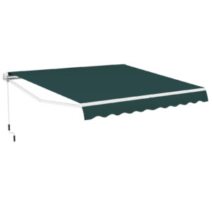 3.6 x 3 m Patio Retractable Awning with Manual Crank Handle-Green