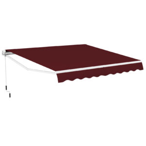 3.6 x 3 m Patio Retractable Awning with Manual Crank Handle-Wine