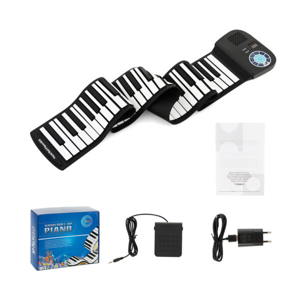 Portable 88-Key Roll Up Electronic Piano for Kids and Beginners-Black