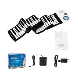 Portable 88-Key Roll Up Electronic Piano for Kids and Beginners-White