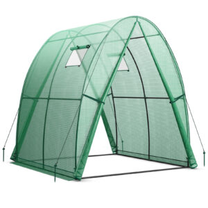 Portable Wall-in Tunnel Greenhouse with 2 Zippered Doors-Green