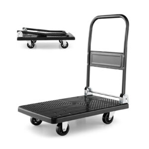Push Cart Dolly with 400kg Weight Capacity and 360° Swivel Wheels-Black