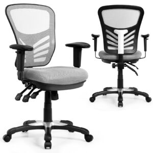 Ergonomic Reclining Mesh Office Chair with 3-Paddle Control-Grey