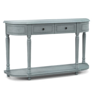 Retro Console Table with Storage for Living Room Hallway-Blue