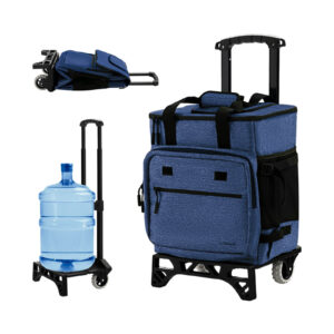 50-Can Large Rolling Cooler with Adjustable Handle and Bottom Plate-Dark Blue